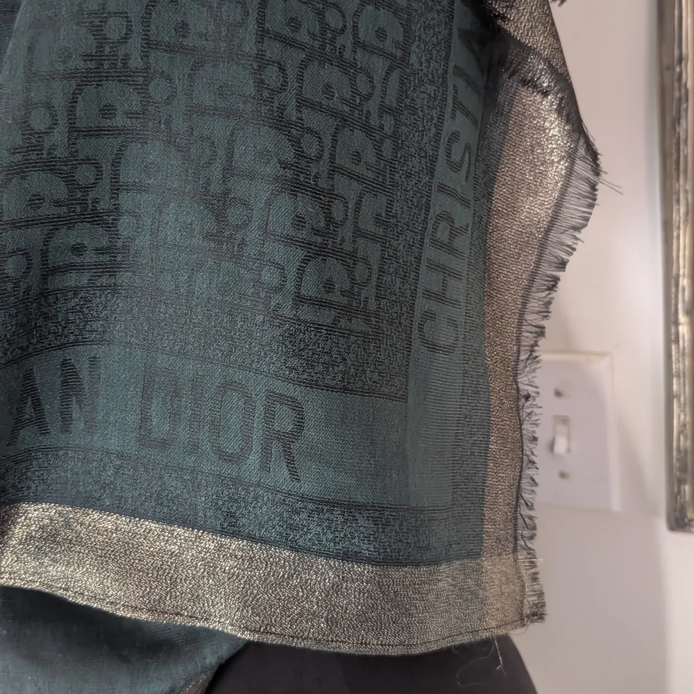 Dior Green and Gold Scarf